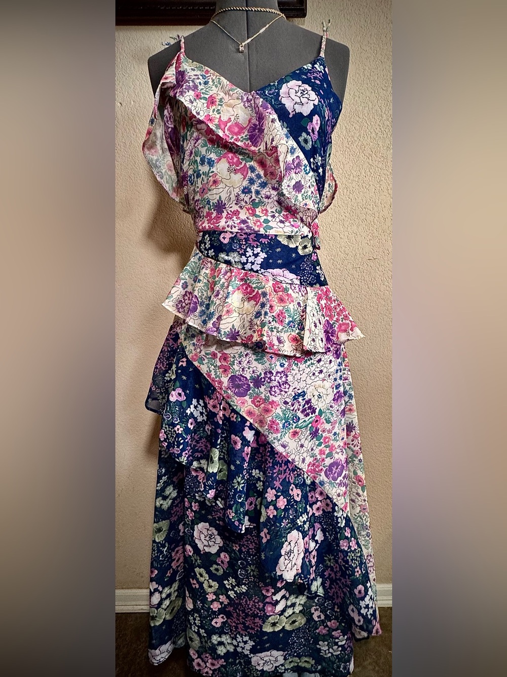 O.P.T. Tiered Floral Ruffle Maxi Dress XS